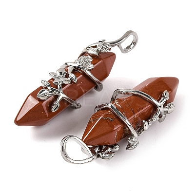 Natural Red Jasper Double Terminal Pointed Pendants G-C144-03P-03-1