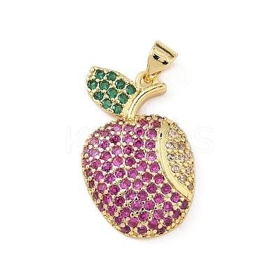 Brass Micro Pave Cubic Zirconia Pendants KK-B141-44G-02-1