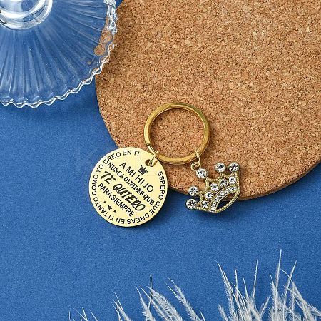 201 Stainless Steel & Alloy  Rhinestone Keychain KEYC-YW00103-02-1
