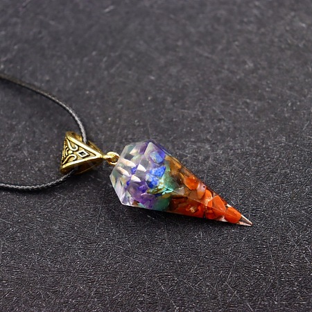 Resin with Chakra Stone Inside Pendant Necklaces FS-WG1C90E-01-1