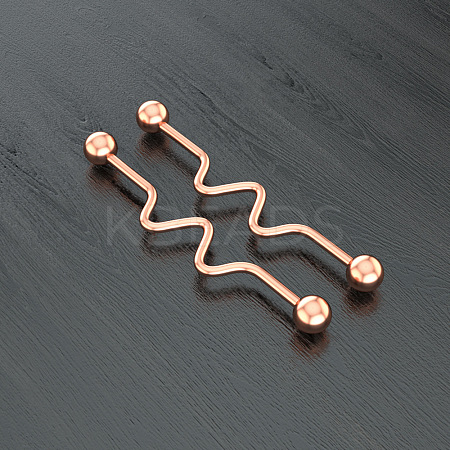 316L Surgical Stainless Steel Wavy Bar Industrial Barbell Cartilage Earrings FS-WG6688D-10-1