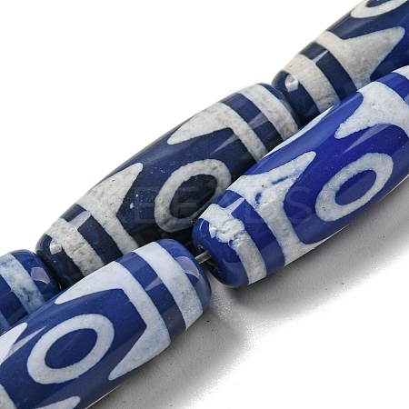 Blue Tibetan Style dZi Beads Strands TDZI-NH0001-B14-01-1