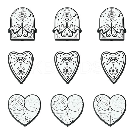 15Pcs 3 Styles Food Grade  Gothic Theme Silicone Focal Beads SIL-CJ0001-88-1