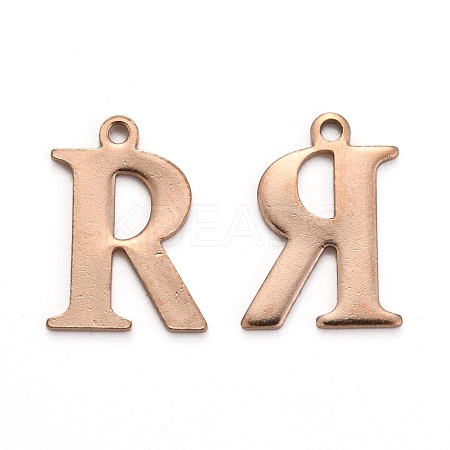 Ion Plating(IP) 304 Stainless Steel Alphabet Charms STAS-H122-R-RG-1