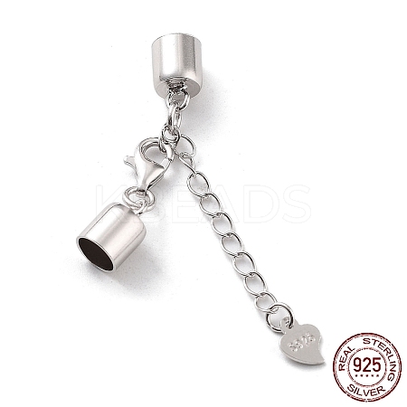 Anti-Tarnish Rhodium Plated 925 Sterling Silver Curb Chain Extender STER-G039-04D-P-1
