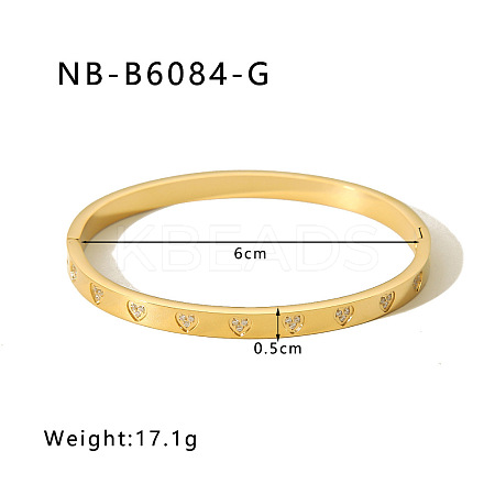 304 Stainless Steel Pave Cubic Zirconia Bangles FS-WG09E60-25-1