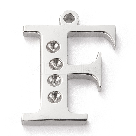 Tarnish Resistant 304 Stainless Steel Letter Pendant Rhinestone Settings STAS-J028-01F-1