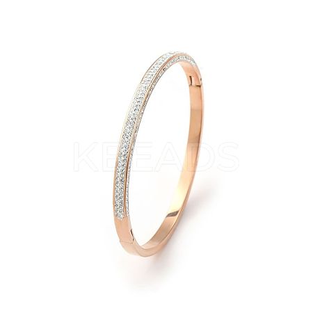 Fashionable Stainless Steel Pave Rhinestone Hinged Bangles for Women LS-LR5423-16-1