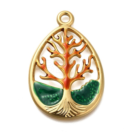 Ion Plating(IP) 304 Stainless Steel Enamel Pendants STAS-I313-03D-1
