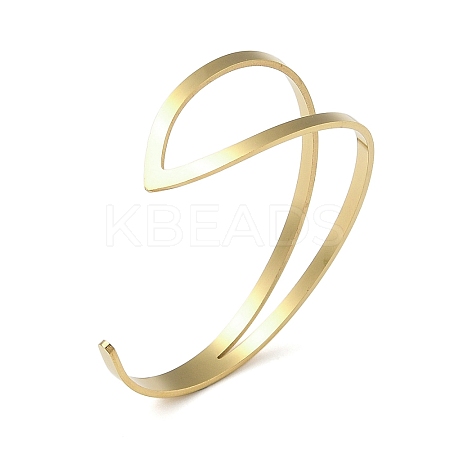 201 Stainless Steel Open Cuff Bangles for Women BJEW-M044-01G-1