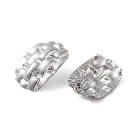 Oval 304 Stainless Steel Earrings LS-EJEW-O004-17P-1