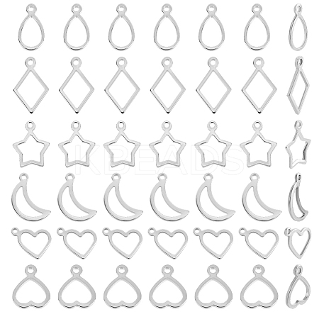 120Pcs 6 Styles 304 Stainless Steel Open Pendants STAS-AR0002-58P-1