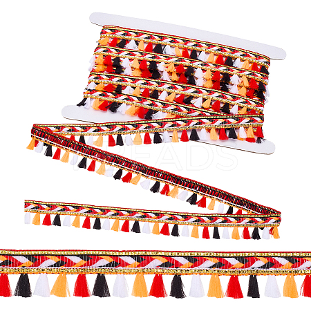 5 Yards Rainbow Color Polyester Fringe Ribbon SRIB-WR0001-16-1