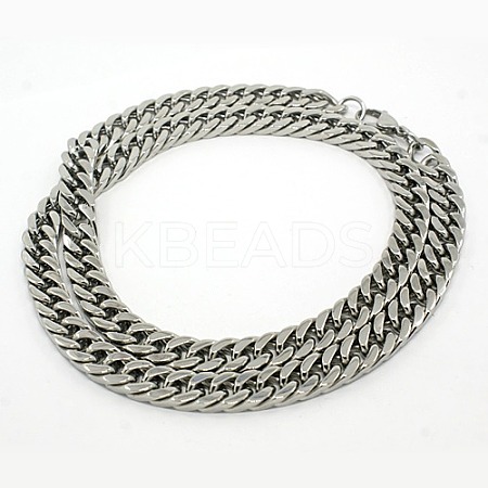 Tarnish Resistant 201 Stainless Steel Cuban Link Chain Necklaces LS-NJEW-F039-23-1