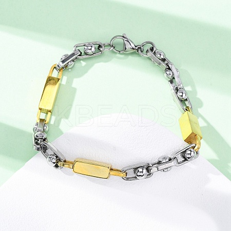 304 Stainless Steel Link Chain Bracelets for Women Men BJEW-R018-18GP-1