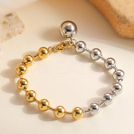 304 Stainless Steel Beaded Bracelets BJEW-Z136-03GP-1