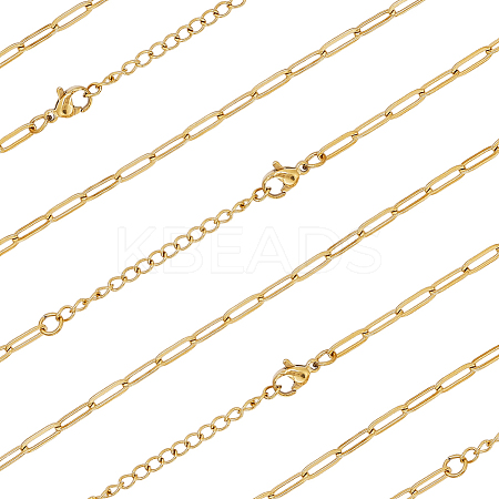 10Pcs 667 Stainless Steel Paperclip Chain Necklaces NJEW-BBC0001-48B-G-1