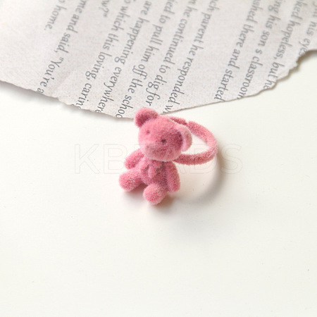 Bear Adjustable Zinc Alloy Flocking Finger Rings for Women FS-WG501E4-04-1