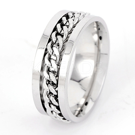 304 Stainless Steel Rotatable Chain Finger Rings for Men FS-WG60CA3-01-1