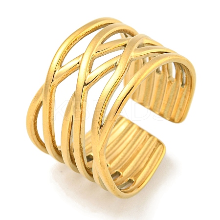 Ion Plating(IP) 304 Stainless Steel Open Cuff Ring RJEW-A043-27G-1