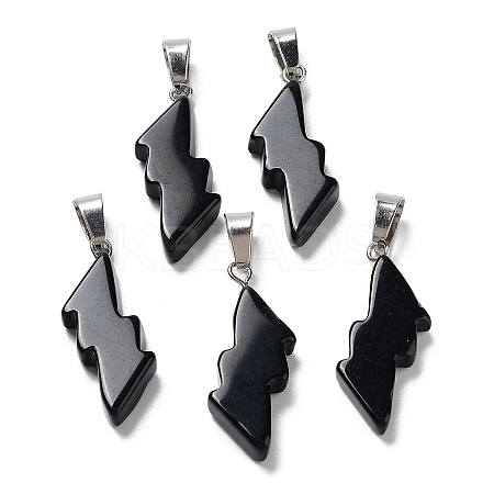 Natural Obsidian Pendants G-C057-01P-04-1