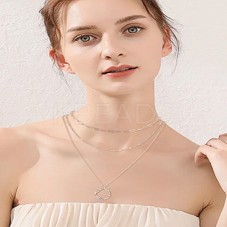 Brass 3 Layer Necklaces NJEW-LP0003-79S-1