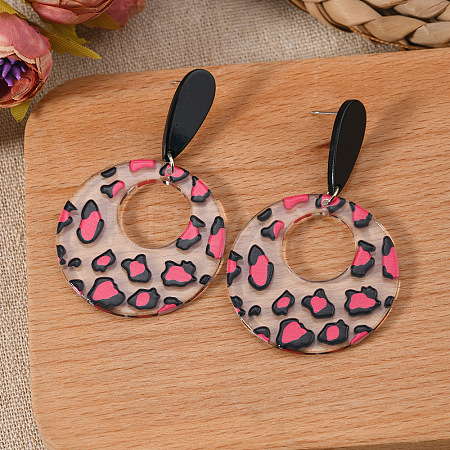 Stylish Acrylic Leopard Print Dangle Stud Earrings XX3345-3-1