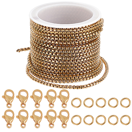 DIY 304 Stainless Steel Venetian Chains Box Chains Necklaces Making Kits DIY-BBC0002-04-1