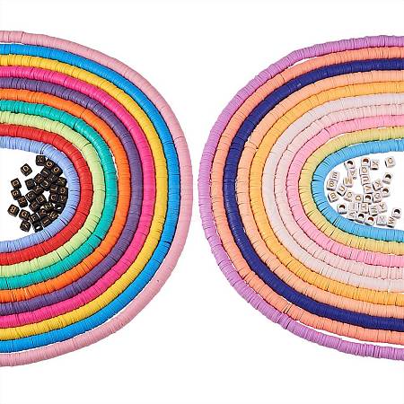 20 Strands 20 Colors Flat Round Handmade Polymer Clay Beads CLAY-SZ0001-72-1