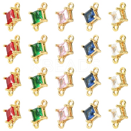 10Pcs 5 Colors Transparent Glass Links/Connectors GLAA-YW0004-43-1