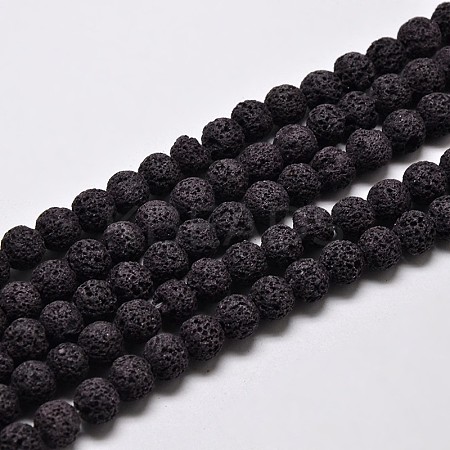 Natural Lava Rock Round Bead Strands G-I124-6mm-10-1