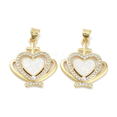 Brass Micro Pave Clear Cubic Zirconia Pendants KK-L213-017G-01-1