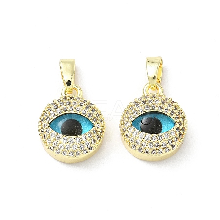 Printed Brass Micro Pave Cubic Zirconia with Glass Pendants KK-Z134-17G-01-1