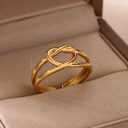 304 Stainless Steel Open Cuff Ring for Women RJEW-Z088-01G-01-1
