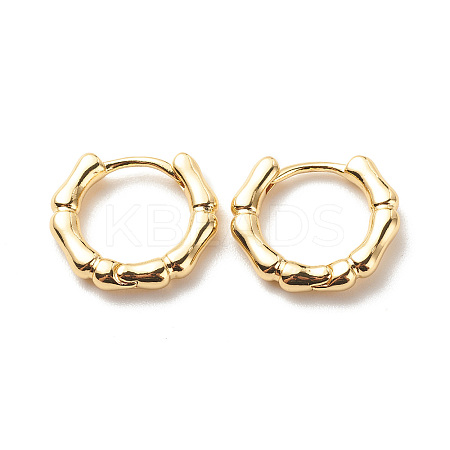 Brass Bamboo Shape Hoop Earrings for Women LS-EJEW-G306-04G-1