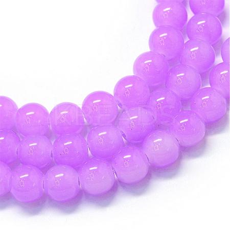 Baking Painted Imitation Jade Glass Round Bead Strands DGLA-Q021-6mm-44-1