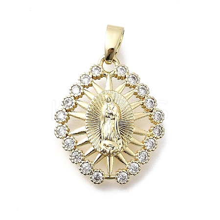 Brass Micro Pave Cubic Zirconia Pendants KK-P336-01F-G-1