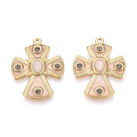 304 Stainless Steel with Enamel Pendants X-STAS-T068-107B-G-1