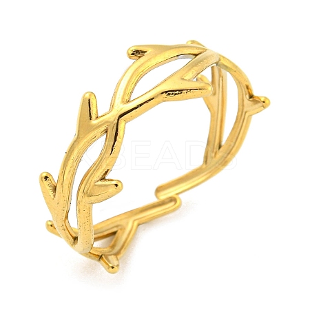 Ion Plating(IP) 304 Stainless Steel Open Cuff Rings RJEW-K245-92G-1