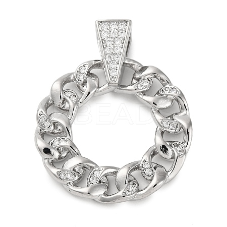 Rack Plating Brass Micro Pave Cubic Zirconia Pendants KK-M021-08P-1