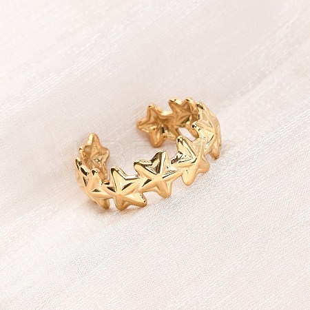304 Stainless Steel Open Cuff Rings for Women RJEW-K309-15G-1
