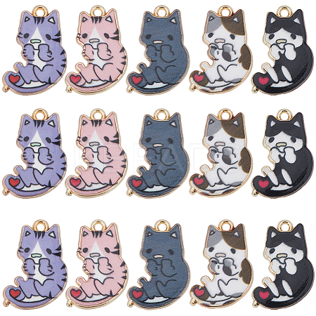 30Pcs 5 Styles Rack Plating Alloy Pendants FIND-SC0009-92-1