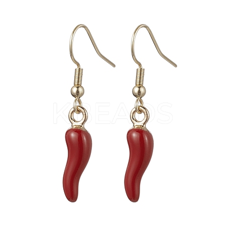 Alloy Enamel Chili Dangle Earring EJEW-JE05762-1
