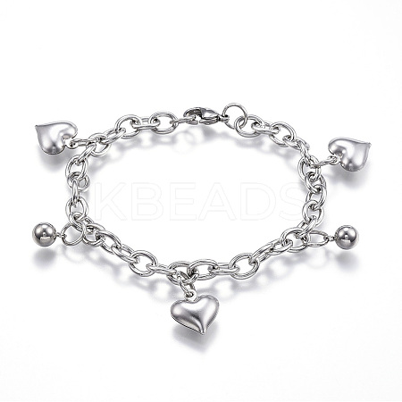 Tarnish Resistant 304 Stainless Steel Charm Bracelets LS-BJEW-G544-12P-1