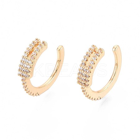Brass Micro Pave Clear Cubic Zirconia Cuff Earrings EJEW-T047-52G-1