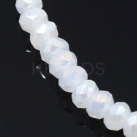 Imitation Jade Electroplate Glass Faceted Rondelle Beads Strands GLAA-F025-C01-1