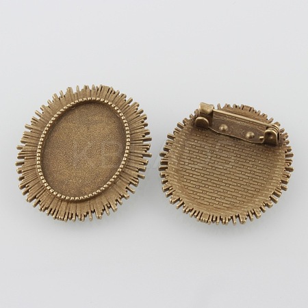 Vintage Alloy Brooch Cabochon Bezel Settings X-PALLOY-O038-22AB-NF-1