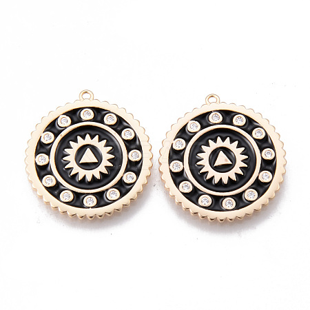 Brass Micro Pave Clear Cubic Zirconia Pendants KK-N232-197-NF-1