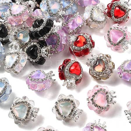 Sparkling Rhinestone Crown Heart Beads OACR-Q008-01-1