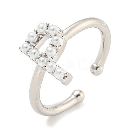 Rack Plating Brass Open Cuff Rings for Women RJEW-F162-01P-P-1